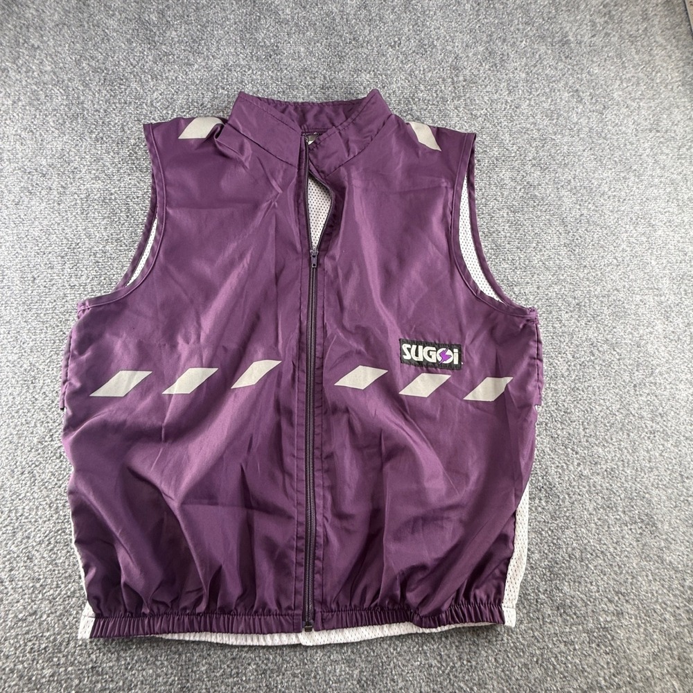 Sugoi Mens Purple Cycling Vest Reflective Mesh Back Full Zip Made in Canada